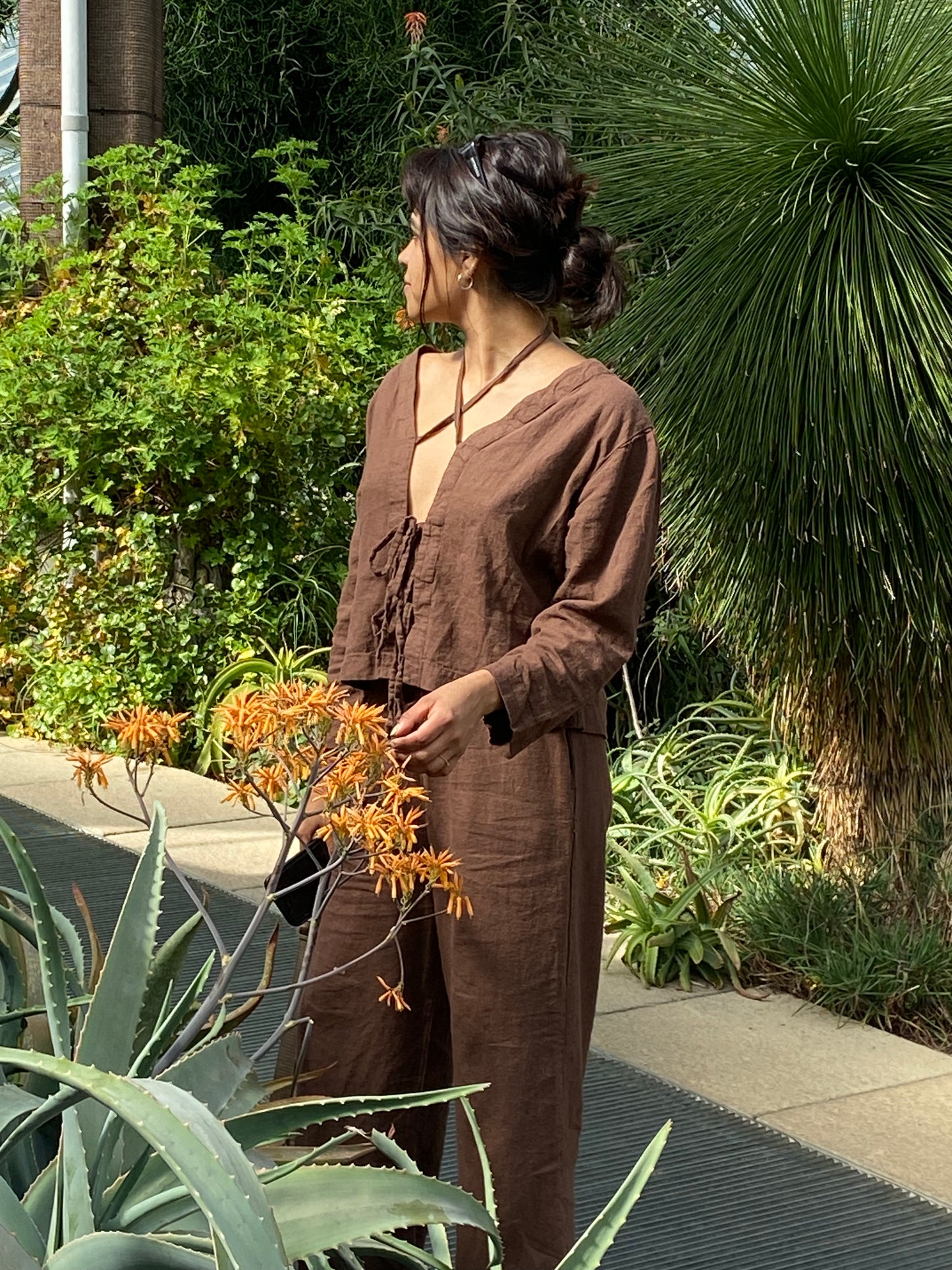 BROWN LINEN TOP