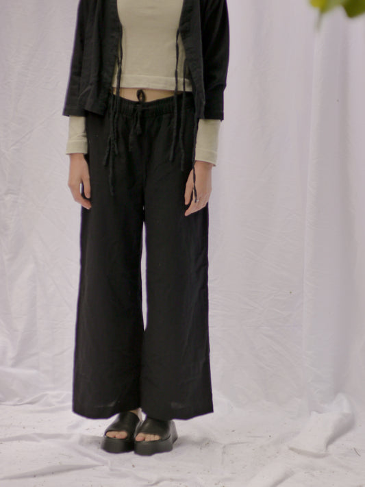 BLACK LINEN TROUSERS