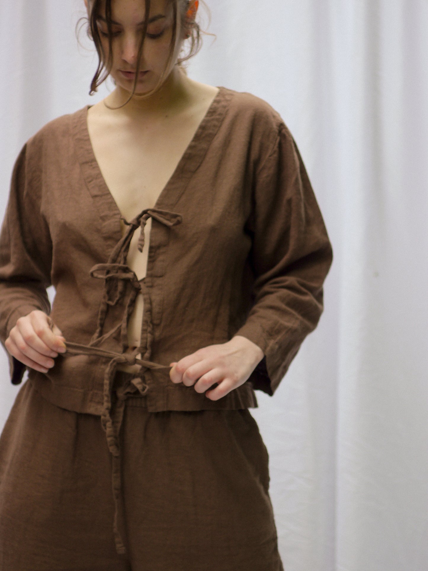 BROWN LINEN TOP