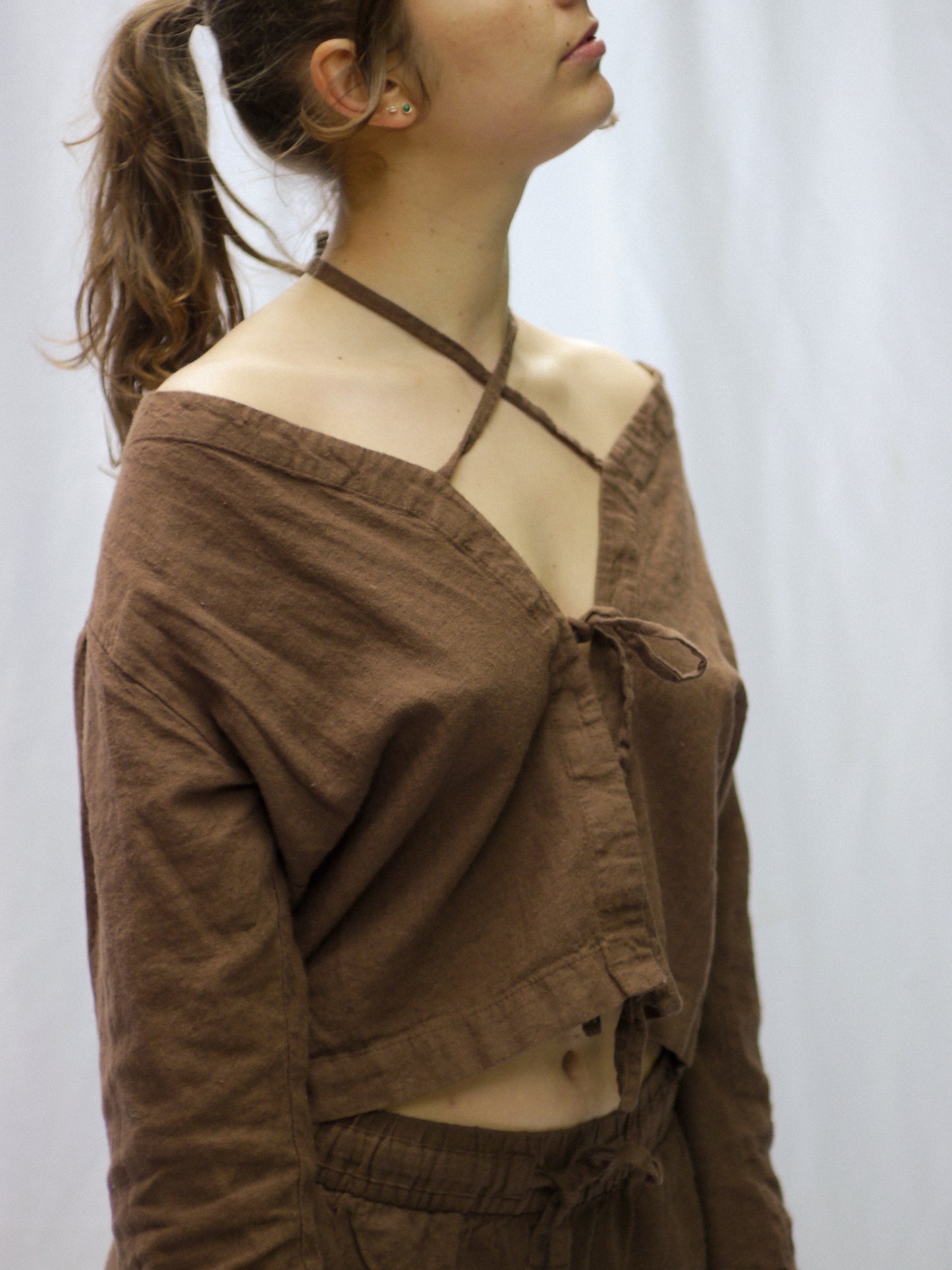 BROWN LINEN TOP